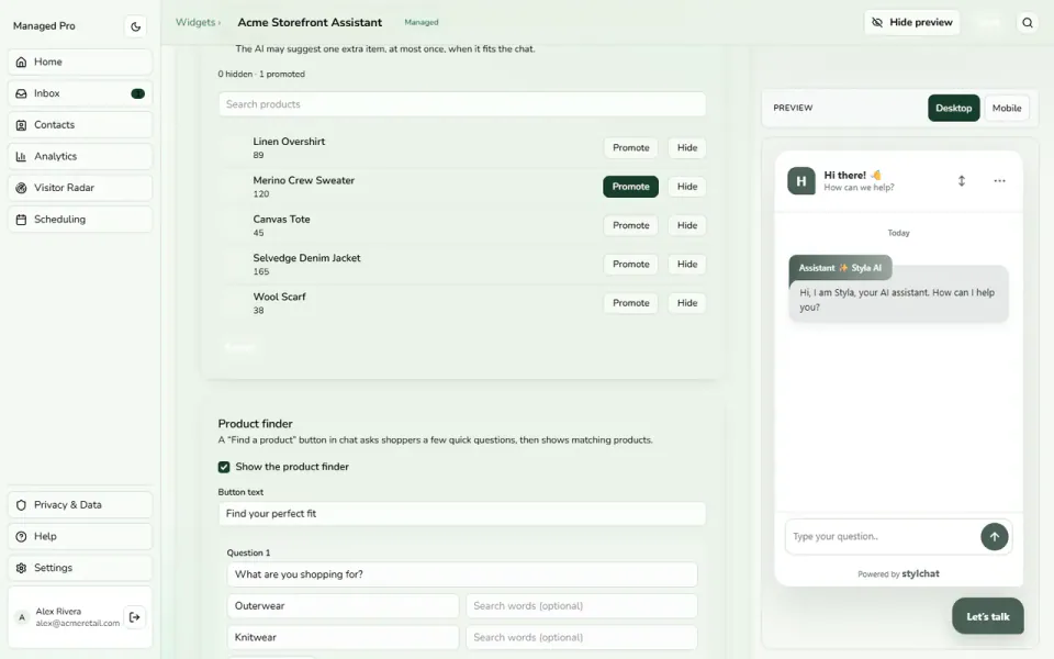 Product rules give the business control over recommendations.