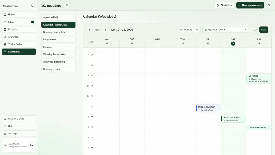 Styla Calendar interface