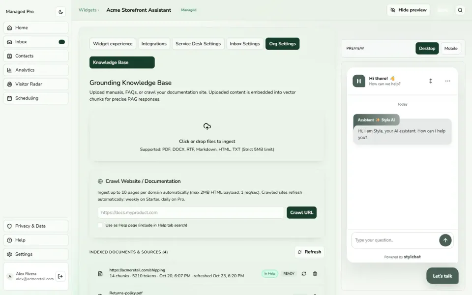 Knowledge Base interface