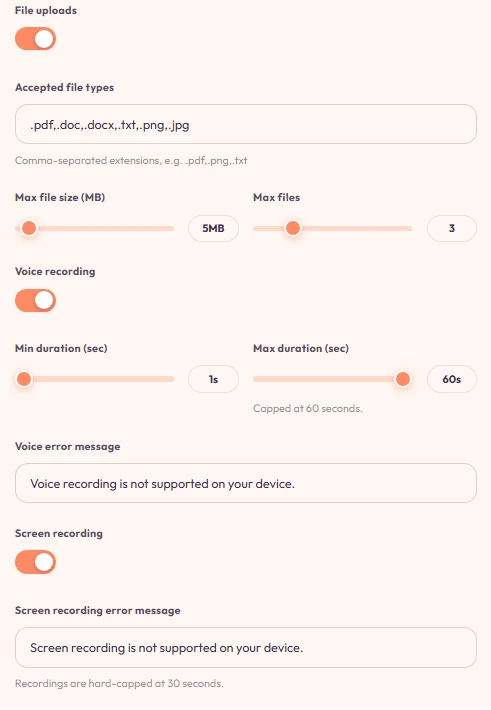 Chat Window panel — Pro features: file upload and voice.