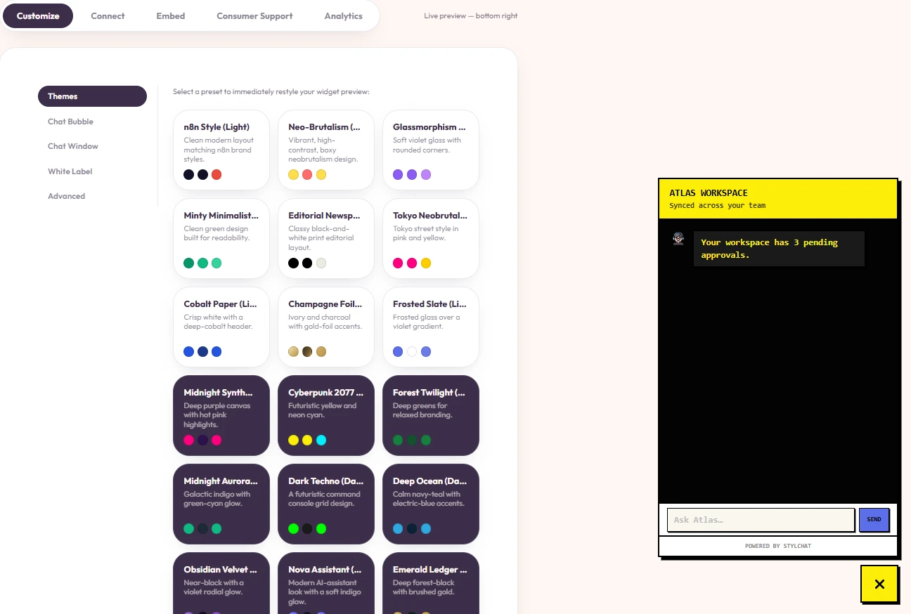 Creating a new widget from the dashboard.