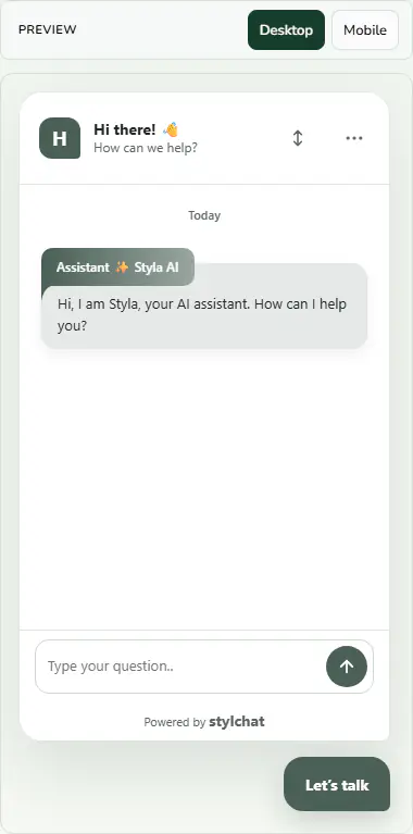 The live preview of the open chat window.