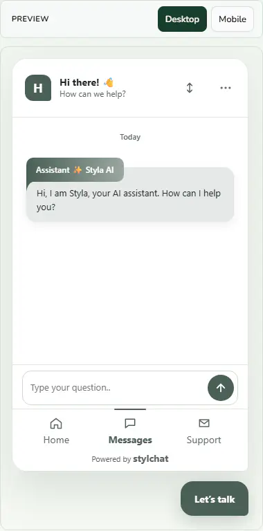 The chat input as visitors see it.