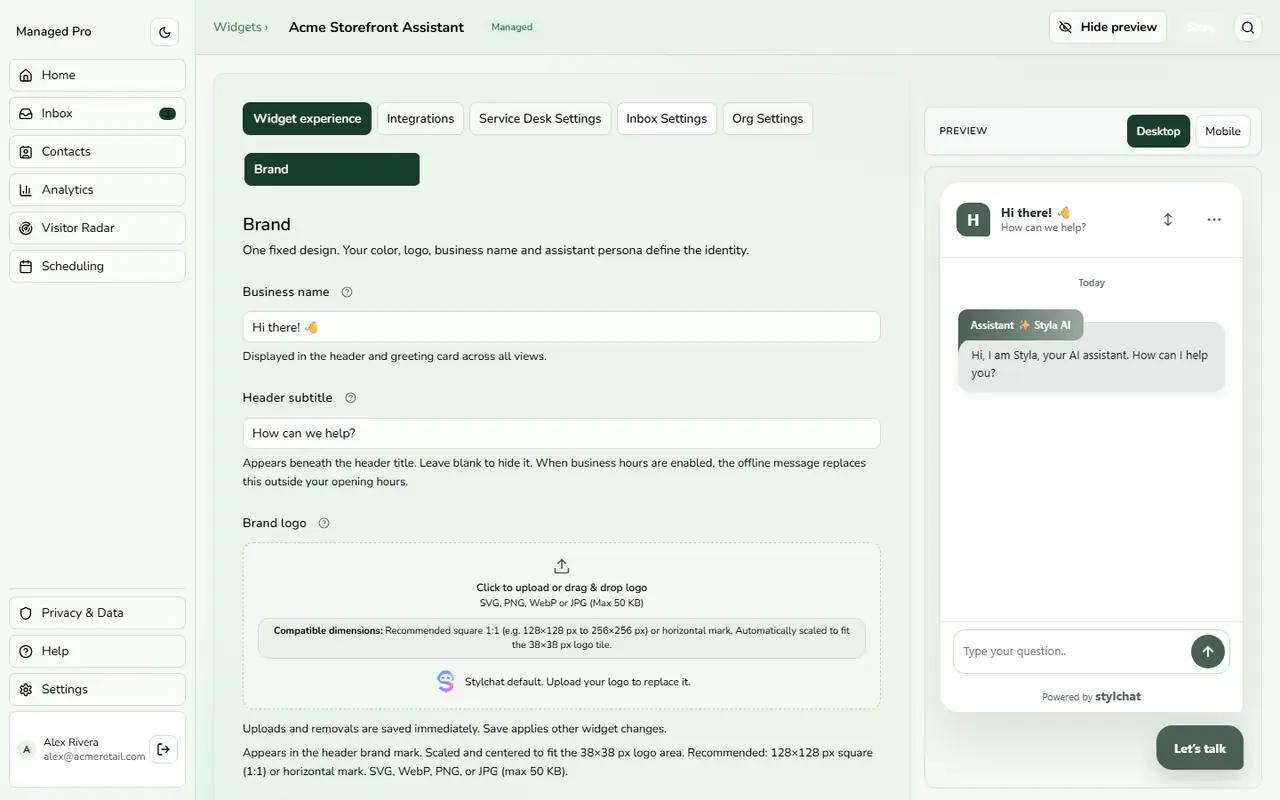 The managed widget customizer.